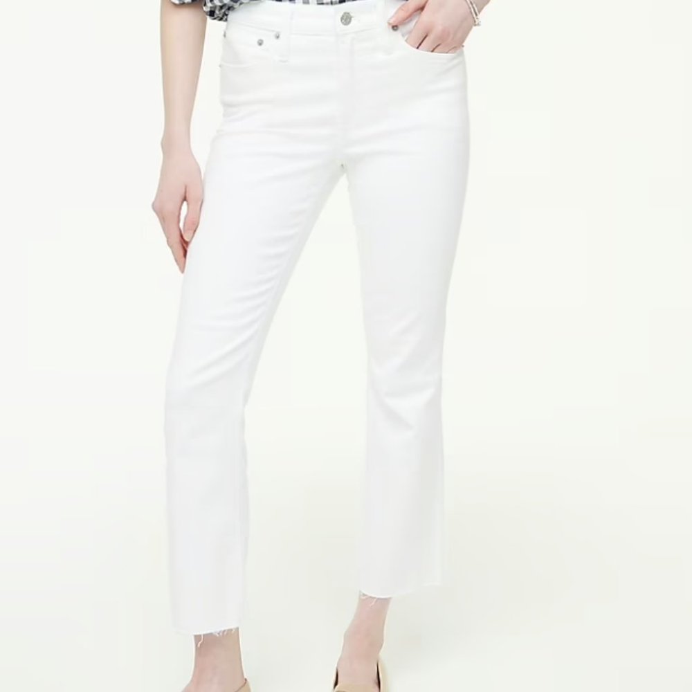 J.Crew Midrise Flare Crop Size 29P White Jeans